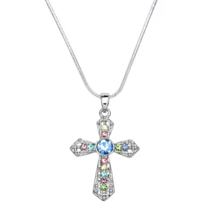 Cross Necklace White Gold S1 Multi Color