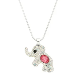 Elephant Necklace White Gold S2 Pink