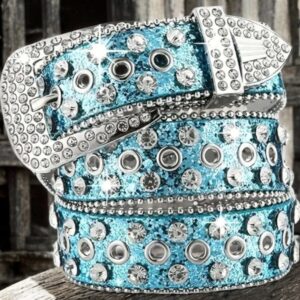 Rhinestone Bling Belt Teal